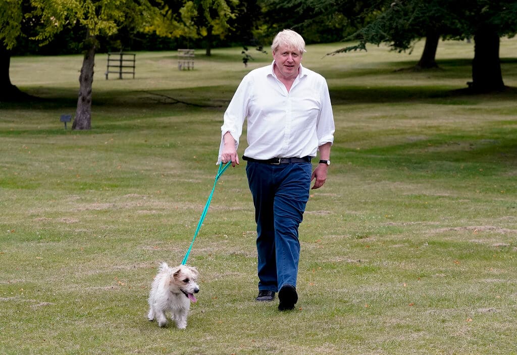 Prime Minister Boris Johnson and his dog Dilyn